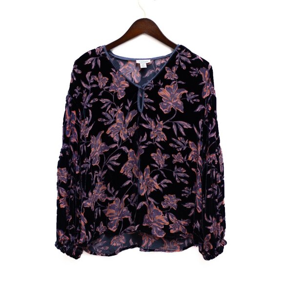 Sundance Tops - Sundance Boho Blouse Women’s XS Purple Floral Burnout Velvet Top Whimsigoth
